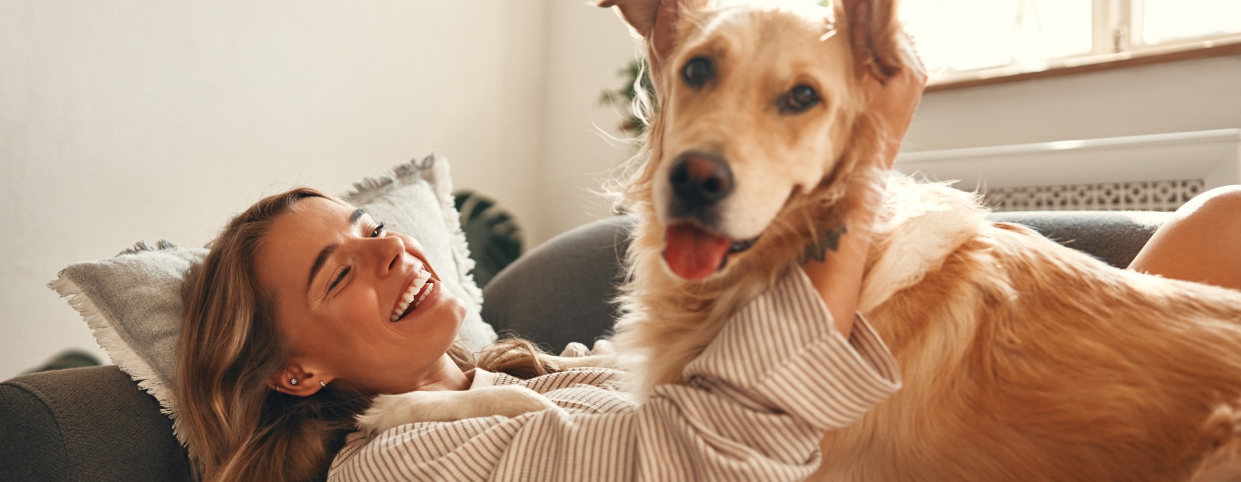 girl with a dog relaxing
