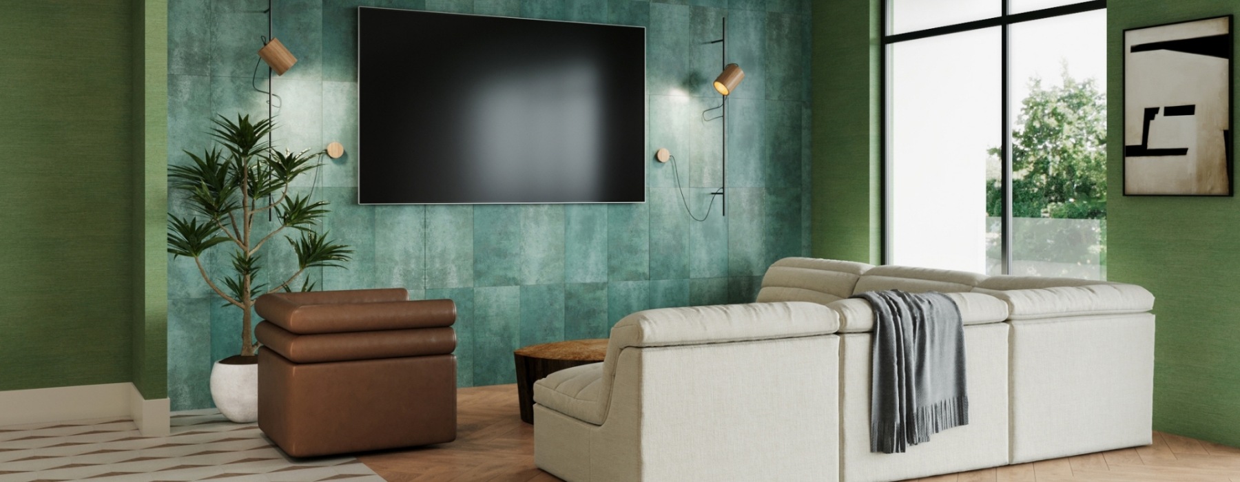 Tv with couch and tables