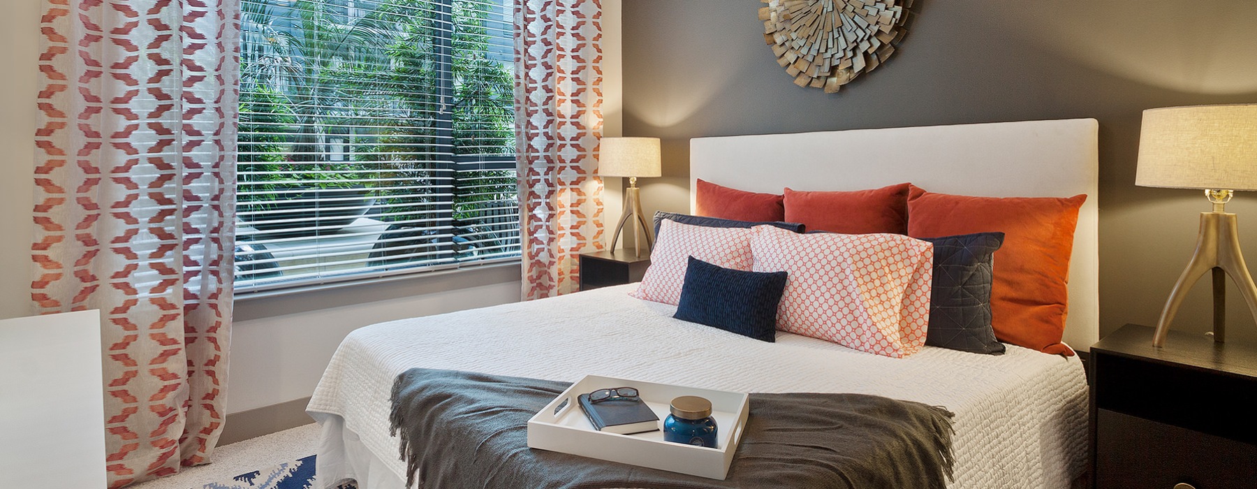 Bedroom with natural lighting and high ceilings