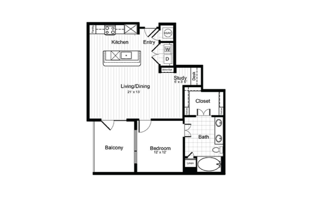 A11.1 - 1 bedroom floorplan layout with 1 bath and 862 square feet. (2D)